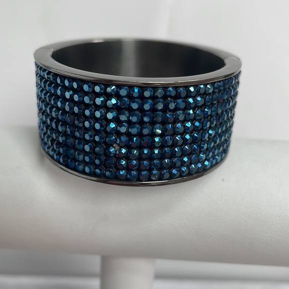 Swarovski Blue Crystal and Leather Bangle - Picture 2 of 6
